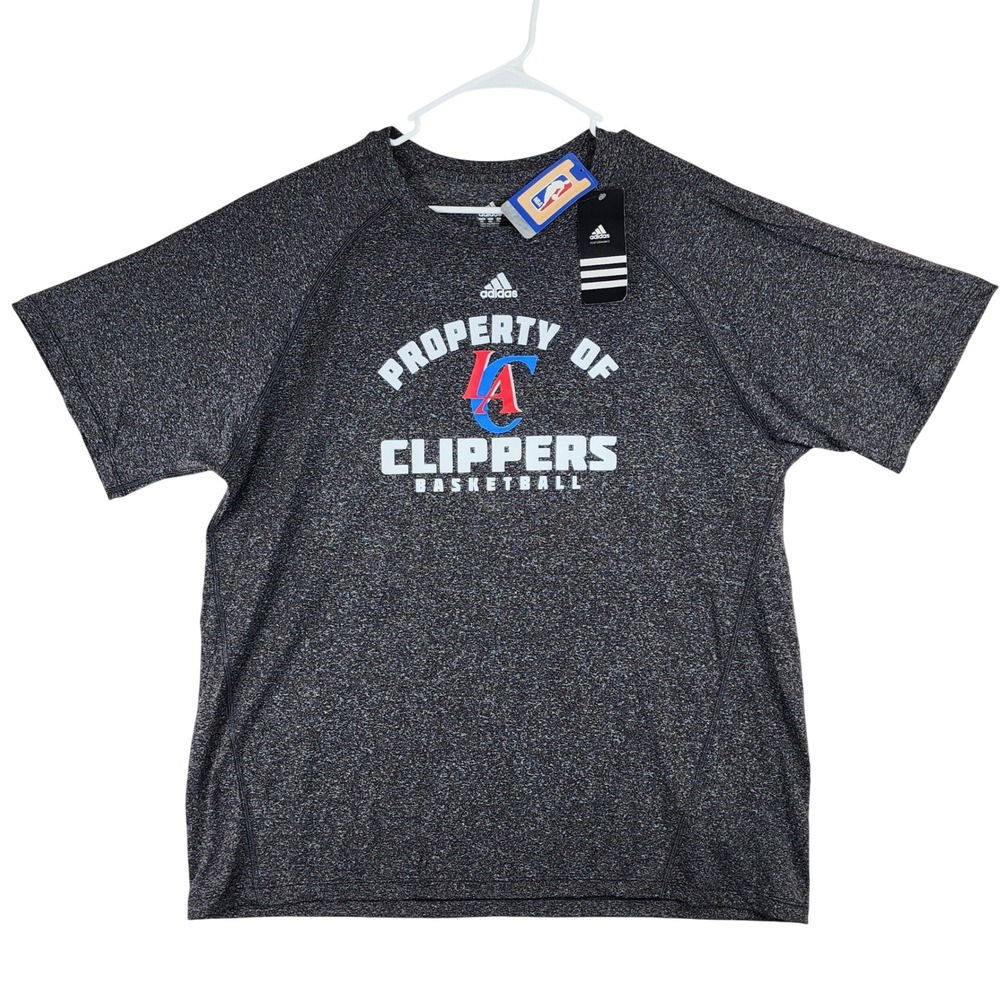 LA Clippers NBA Adidas Climalite Shirt Mens‎ 2XL Charcoal Grey Performance Tee